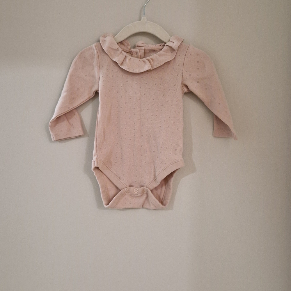 Next Blush Pink Ruffle Collar Baby Bodysuit